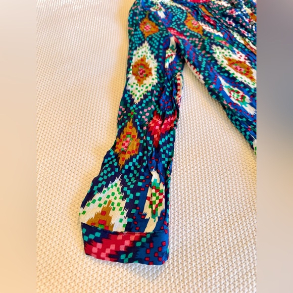 MAEVE Anthropologie Topoxte Drop Waist Geometric Ikat Multicolor Blouse Top - Picture 7 of 14